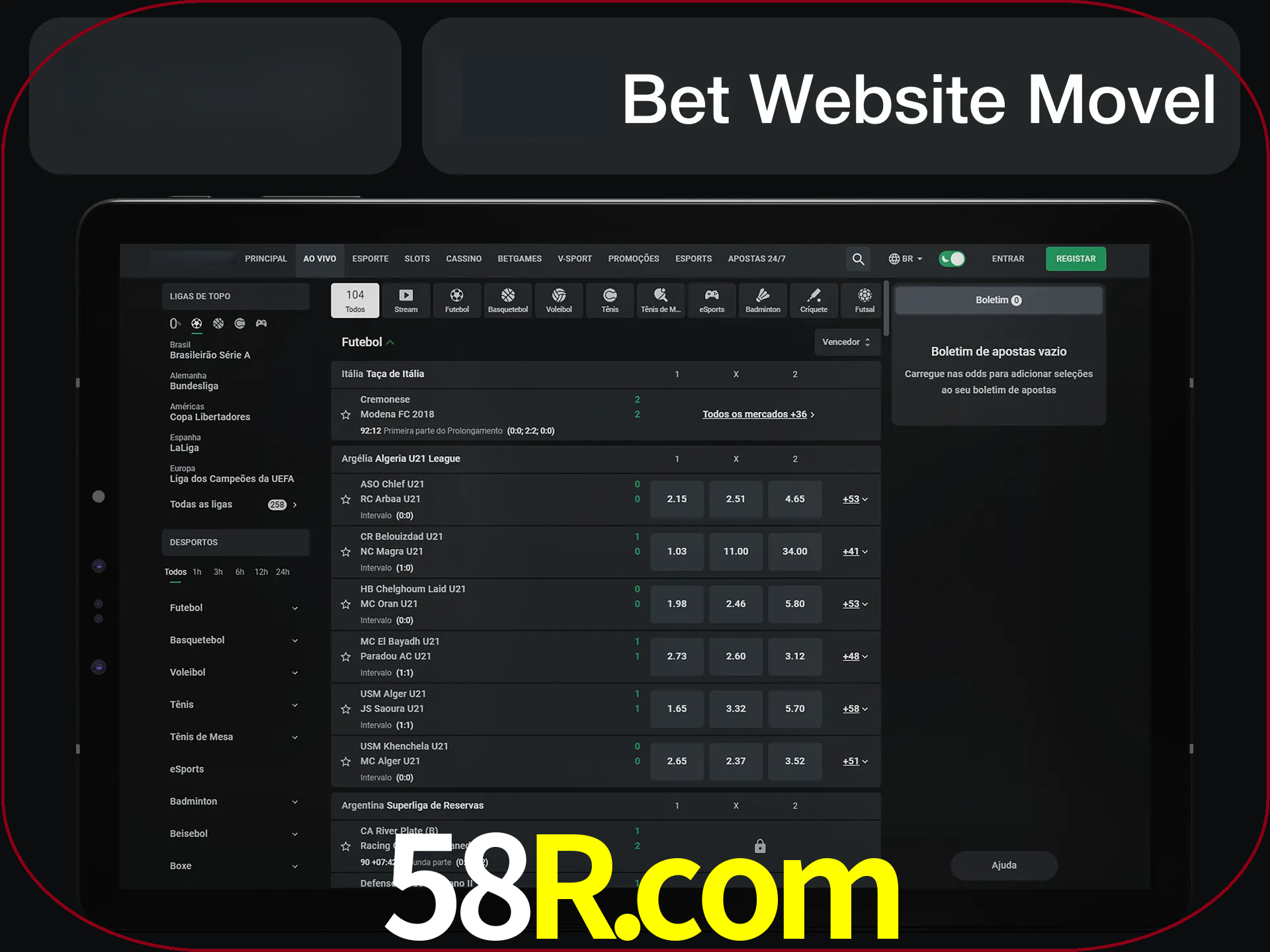 Use nosso website em qualquer dispositivo.